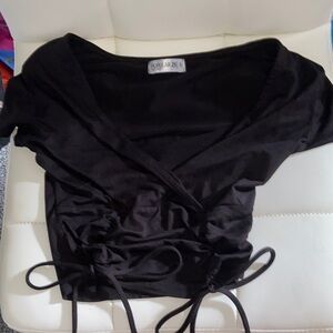 Popular 21 Black Wrap Blouse With Ties